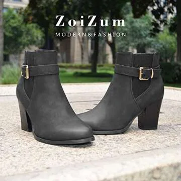 ZoiZum Women's Stylish Ankle Boots with Chunky Heel