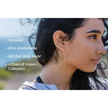 Benevolence LA Gold Plated Chain Earrings, Double Piercing Drop Dangle Long Threaders for Women, Fashion Accessories for Women | Valentines Day Gifts