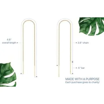 Benevolence LA Gold Plated Chain Earrings, Double Piercing Drop Dangle Long Threaders for Women, Fashion Accessories for Women | Valentines Day Gifts