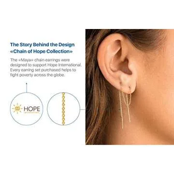 Benevolence LA Gold Plated Chain Earrings, Double Piercing Drop Dangle Long Threaders for Women, Fashion Accessories for Women | Valentines Day Gifts