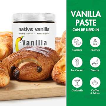Vanilla Bean Paste - Native Vanilla - All Natural Pure Vanilla Bean Paste - Made with Organic Agave Syrup - For Cooking, Baking & Desserts - 100% Vegan & Kosher - Non-GMO & Gluten-Free - 4 oz