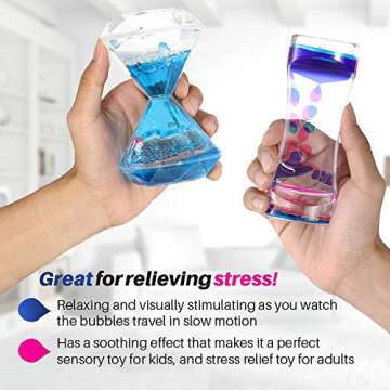 Sensory Toys Liquid Motion Timer Bubbler 3 Set - Best Fidget Toys for Kids Adults for Stress and Anxiety Relief, Calming Tool for Autism Children, Stocking Stuffers Kids Toddlers