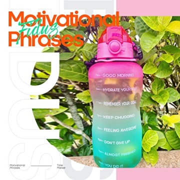 Fidus 1 Gallon Motivational Water Bottle BPA-Free Leakproof