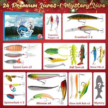 2025 Fishing Advent Calendar with 25 Lures and Surprise