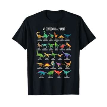 Types Of Dinosaurs Alphabet A-Z ABC Dino Identification Short Sleeve T-Shirt