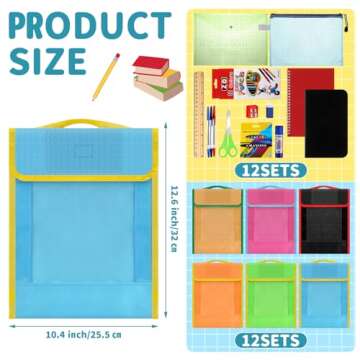 Qilery 12 Sets School Supplies Kit Back to School Essentials Bulk includes Book Pouch Bags Notebooks...