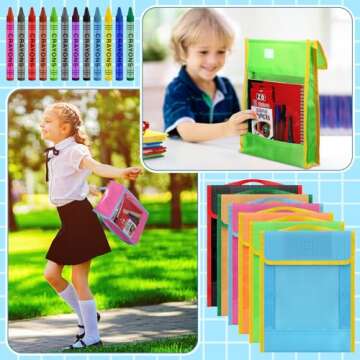 Qilery 12 Sets School Supplies Kit Back to School Essentials Bulk includes Book Pouch Bags Notebooks Pencils Rulers Scissors Eraser and More for Students Teachers School Classroom Charity