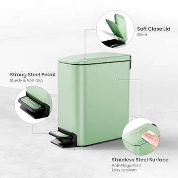 Cesun 6L Soft Close Step Trash Can for Small Spaces