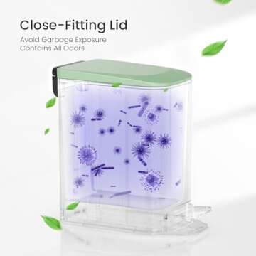 Cesun Small Bathroom Trash Can with Lid Soft Close, Step Pedal, 6 Liter / 1.6 Gallon Stainless Steel Garbage Can with Removable Inner Bucket, Anti-Fingerprint Finish (Matt Green)