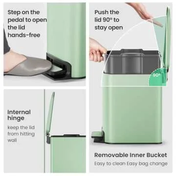 Cesun 6L Soft Close Step Trash Can for Small Spaces