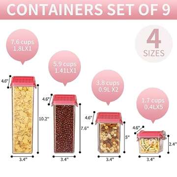 HOMER Food Storage Containers with Lids Airtight - 9 PCS BPA Free Plastic Containers Set for Kitchen...