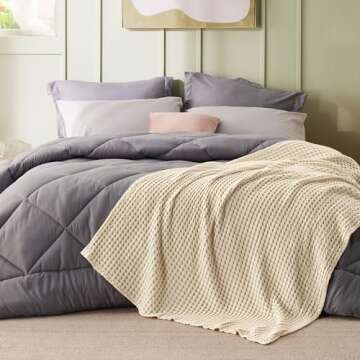 Bedsure Cooling Cotton Waffle Weave Blanket in Beige