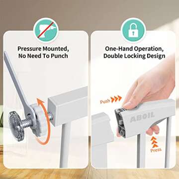 Mom's Choice Awards Winner - ABOIL Baby Gate for Stairs, Fits Opening 29'' to 40'' Wide Dog Gate for Doorways House Hallway, Auto Close Safety Child Gate, No Drilling Pressure Mounted Pet Gates