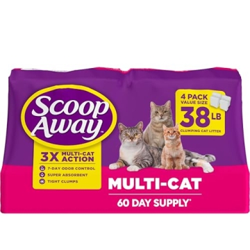 Scoop Away Multi Cat Clumping Cat Litter, Meadow Fresh Scent, 38 Pounds (Package May Vary)