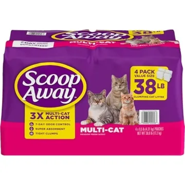 Scoop Away Multi Cat Clumping Cat Litter, Meadow Fresh Scent, 38 Pounds (Package May Vary)