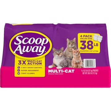 Scoop Away Multi Cat Clumping Cat Litter, Meadow Fresh Scent, 38 Pounds (Package May Vary)