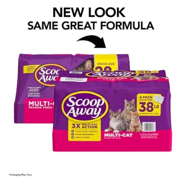 Scoop Away Multi Cat Clumping Cat Litter, Meadow Fresh Scent, 38 Pounds (Package May Vary)