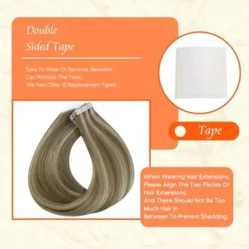 Full Shine Tape in Hair Extensions 20Inch Tape in Remy Hair Extensions Tape in Hair Color 8 Ash Brown Highlighted 60 Platinum Blonde Natural Human Hair Extensions 50G 20 Pcs for Wedding