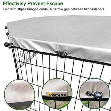 Universal Dog Playpen Cover with Sun/Rain Proof Top, Provide Shade and Security for Outdoor and Indoor, Fits All 24" Wide 8 Panels Pet Exercise Pen (8x24 W Cover, 600D Oxford)