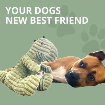MORELIFE Naughty Dogs Dinos Plush Squeaky Toy | for Small Medium Large Dogs, All Dog Breeds, Green