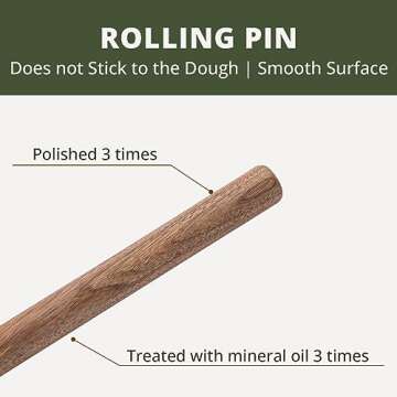 Muso Wood Black Walnut Rolling Pin – Perfect for All Baking Needs