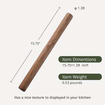Muso Wood Black Walnut Rolling Pin for Baking