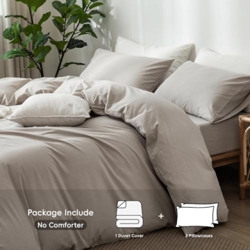 MooMee Cal King Duvet Cover Set Cream Grey Cotton