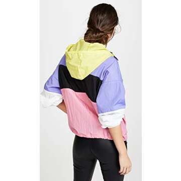 ASTR the label Women's Retro Colorblock Windbreaker Lightweight Jacket, ELECTIRC Color Block, l