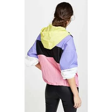 ASTR the label Women's Retro Colorblock Windbreaker Lightweight Jacket, ELECTIRC Color Block, l