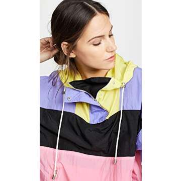 ASTR the label Women's Retro Colorblock Windbreaker Lightweight Jacket, ELECTIRC Color Block, l