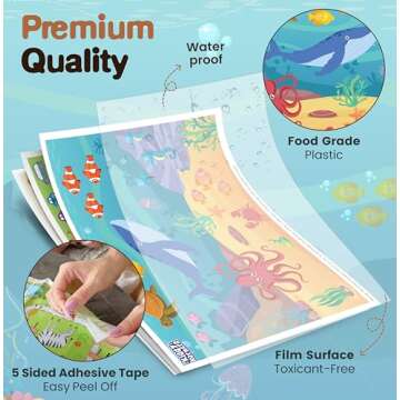 KIDDYKORNERZ 40 Pack Waterproof Disposable Placemats for Baby, Place mats for Kids, Toddler - Kids P...