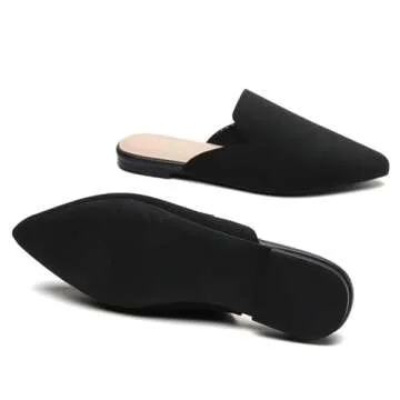 Tilocow Women's Knit Mules - Stylish Slip-on Ballet Flats
