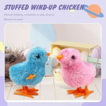 SAURAWAN 4PCS Chick Plush Wind Up Toys, Novelty Baby Chick Toys - Wind Up Easter for Kids and Toddlers Ages 1-3, Chicken for Easter Basket Stuffers, Party Favors - Animals Plush Clockwork