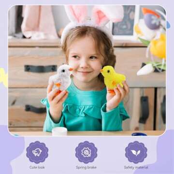 SAURAWAN 4PCS Chick Plush Wind Up Toys, Novelty Baby Chick Toys - Wind Up Easter for Kids and Toddlers Ages 1-3, Chicken for Easter Basket Stuffers, Party Favors - Animals Plush Clockwork
