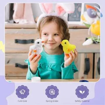 SAURAWAN 4PCS Chick Plush Wind Up Toys, Novelty Baby Chick Toys - Wind Up Easter for Kids and Toddlers Ages 1-3, Chicken for Easter Basket Stuffers, Party Favors - Animals Plush Clockwork
