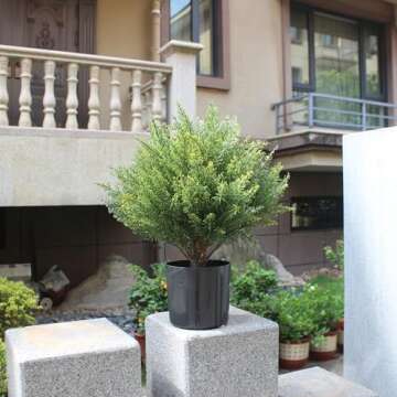 Kissilk Artificial Cedar Topiary Artificial Cedar Tree Artificial Cedar Shrub UV-Proof Leaves Bushes...