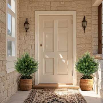 Kissilk Artificial Cedar Topiary Artificial Cedar Tree Artificial Cedar Shrub UV-Proof Leaves Bushes Potted Plants for Home Office Outdoor and Indoor Decor- 16 Inch (16)