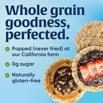 Lundberg Rice Cakes, Organic Lightly Salted, 6-Pack – Regenerative Organic Certified Rice Cakes, Healthy Snacks, Gluten Free & Vegan, 8.5 Oz Ea