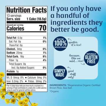 Lundberg Rice Cakes, Organic Lightly Salted, 6-Pack – Regenerative Organic Certified Rice Cakes, Healthy Snacks, Gluten Free & Vegan, 8.5 Oz Ea