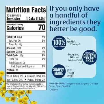 Lundberg Rice Cakes, Organic Lightly Salted, 6-Pack – Regenerative Organic Certified Rice Cakes, Healthy Snacks, Gluten Free & Vegan, 8.5 Oz Ea