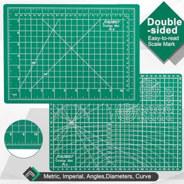 Density-upgraded 9"x12" Self Healing Cutting Mat, Idemeet Rotary Sewing Mat for Crafts, 5-Ply Blade Table Protector Cut Board for Fabric Leather Cutting Quilting Modeling Hobby Project, A4, Green