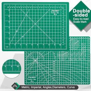 Density-upgraded 9"x12" Self Healing Cutting Mat, Idemeet Rotary Sewing Mat for Crafts, 5-Ply Blade Table Protector Cut Board for Fabric Leather Cutting Quilting Modeling Hobby Project, A4, Green