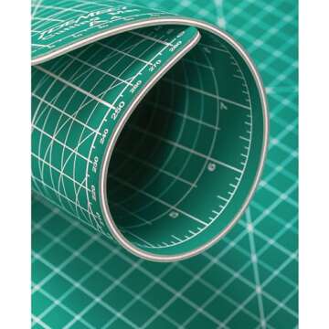 Density-upgraded 9"x12" Self Healing Cutting Mat, Idemeet Rotary Sewing Mat for Crafts, 5-Ply Blade Table Protector Cut Board for Fabric Leather Cutting Quilting Modeling Hobby Project, A4, Green