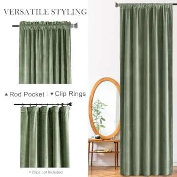 Lazzzy Velvet Blackout Curtains Green Thermal Insulated Drapes for Bedroom Living Room Darkening 108 Inches Extra Long Window Treatments Super Soft Luxury Rod Pocket 2 Panels Sage Green