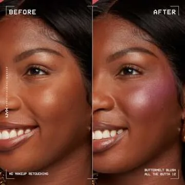 NYX PROFESSIONAL MAKEUP Buttermelt Powder Blush, Fade and Transfer-Resistant Blush, Up to 12HR Make Up Wear, Vegan Formula - All The Butta