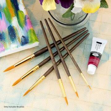 Royal & Langnickel Royal Zip N' Close Gold Taklon Round 6-Piece Brush Set