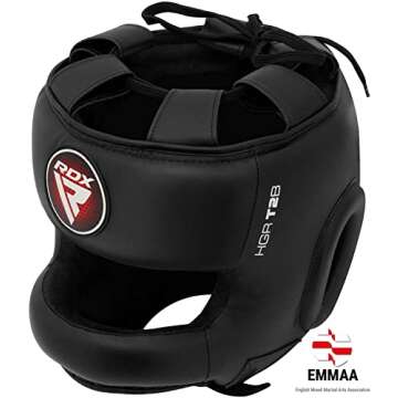 RDX Headgear for Boxing, Maya Hide Leather, for MMA Sparring Grappling Kickboxing Taekwondo Karate BJJ Fighting