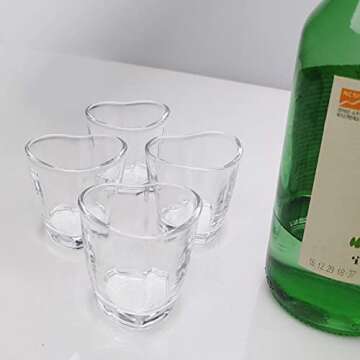 LENITH] Korean Soju Shot Glasses Sets, 1.7 oz Heart Shaped Glass for Soju, Whiskey, Tequila, Vodka, Espressos and Liquor