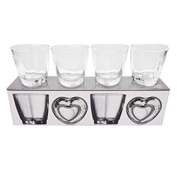 LENITH] Korean Soju Shot Glasses Sets, 1.7 oz Heart Shaped Glass for Soju, Whiskey, Tequila, Vodka, Espressos and Liquor