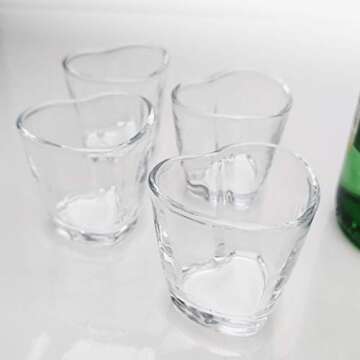 LENITH] Korean Soju Shot Glasses Sets, 1.7 oz Heart Shaped Glass for Soju, Whiskey, Tequila, Vodka, Espressos and Liquor